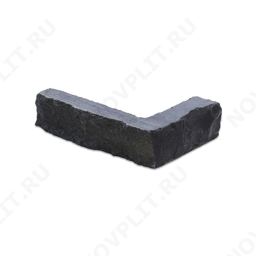 Угловой камень "Полоска" шунгит тёмно-серый (чёрный) - 20хПогон мм, шуба, пиленый с 5 сторон