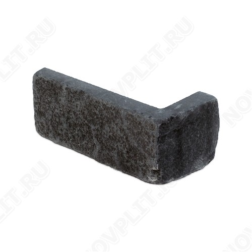Угловой камень "Полоска" шунгит тёмно-серый (чёрный) - 50хПогон мм, шуба, галтованный, пиленый с 5 сторон