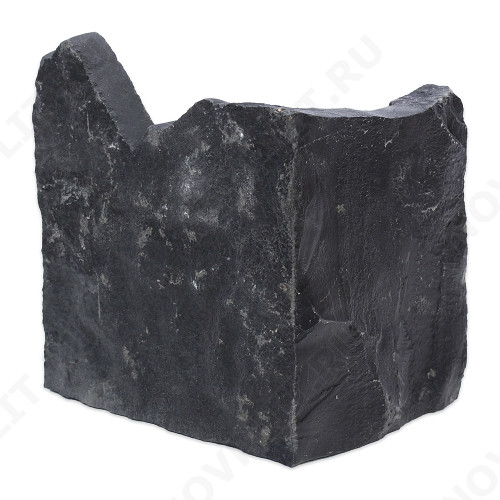 Угловой камень "Плитняк" шунгит тёмно-серый (чёрный) - Погонх30 мм, шуба, пиленый с 1 стороны