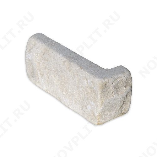 Угловой камень "Полоска" доломит белый с бежевым - 60хПогон мм, шуба, галтованный, пиленый с 5 сторон