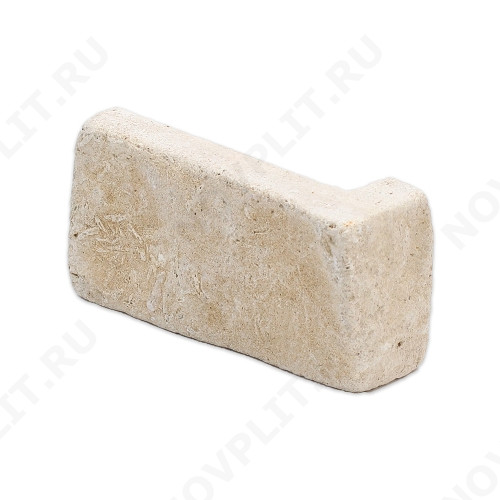 Угловой камень "Полоска" доломит бежевый - 90хПогон мм, шуба, галтованный, пиленый с 5 сторон