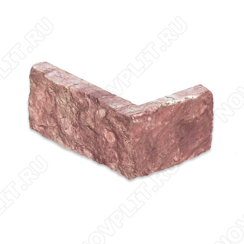 Угловой камень "Полоска" доломит малиновый с розовым - 40хПогон мм, шуба, пиленый с 5 сторон