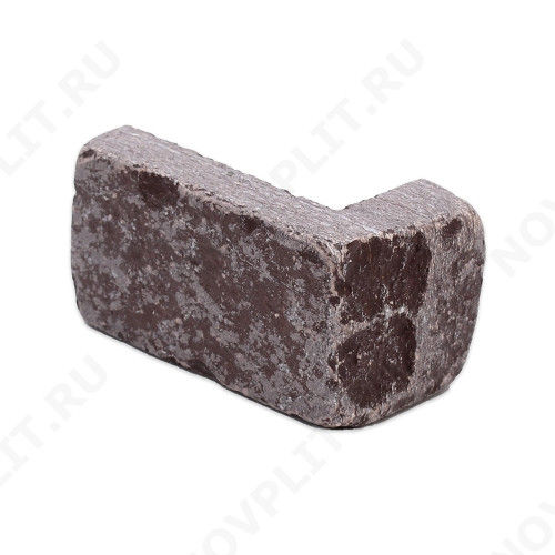 Угловой камень "Полоска" лемезит бордовый - 90хПогон мм, шуба, галтованный, пиленый с 5 сторон