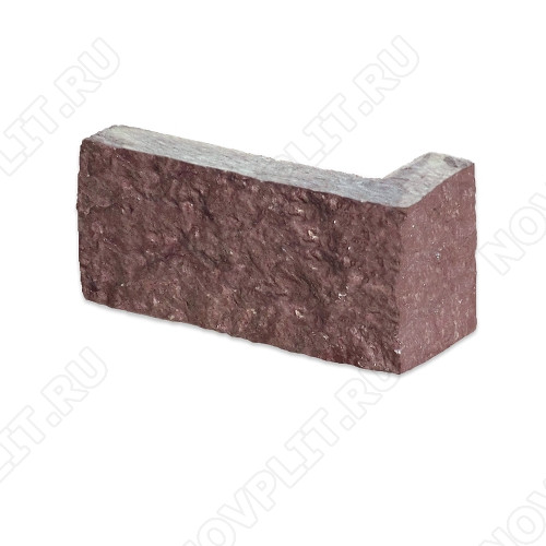 Угловой камень "Полоска" лемезит бордовый - 50хПогон мм, шуба, пиленый с 5 сторон